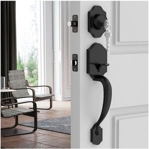 Front Door Lock Set Black Front Door Handle Exterior Door Lock Set with Deadbolt